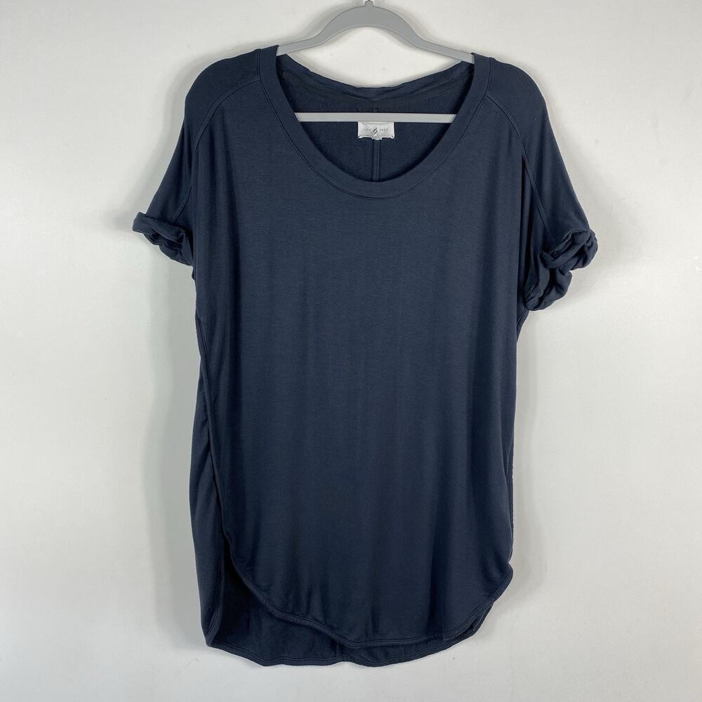 Lou & Grey Top Small Gray Tunic Stretch Short Sleeve